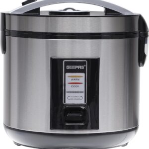 GEEPAS Rice Cooker 1.8 L Durable Construction| Removable Non-Stick Pot, Cool Touch Handle| Includes Cook, Warm Functions, Plastic Steamer| Perfect for Vegetables, Soups, Sauces etc |762W 1.8 L 762 W GRC4330 Black/Silver - Image 10