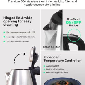 GEEPAS Electric Tea Kettle 1.8 L, Auto Shut Off And Boil Dry Protection, Safety Lock Lid, 360 Degree Rotational Base, Stainless Steel, Ergonomic Handle, Perfect Pour, Large Capacity 1.8 L 1500 W GK5454B Silver/Black - Image 6