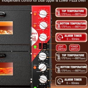 PYY Indoor 16in Pizza Oven - Double Decker Electric Pizza Ovens Countertop with Pizza Stone, 60-Min Ring Timer, for Home and Restaurant Commercial, 3200W, ETL Listed,Black - Image 5