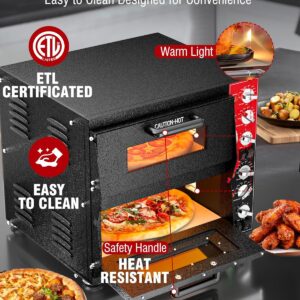 PYY Indoor 16in Pizza Oven - Double Decker Electric Pizza Ovens Countertop with Pizza Stone, 60-Min Ring Timer, for Home and Restaurant Commercial, 3200W, ETL Listed,Black - Image 6