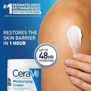 CeraVe Moisturizing Cream, Body and Face Moisturizer for Dry Skin, Body Cream with Hyaluronic Acid and Ceramides, Daily Moisturizer, Oil-Free, Fragrance Free, Non-Comedogenic, 19 Ounce - Image 7