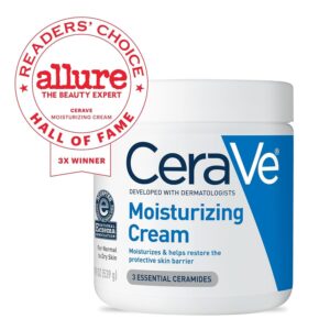 CeraVe Moisturizing Cream, Body and Face Moisturizer for Dry Skin, Body Cream with Hyaluronic Acid and Ceramides, Daily Moisturizer, Oil-Free, Fragrance Free, Non-Comedogenic, 19 Ounce - Image 8