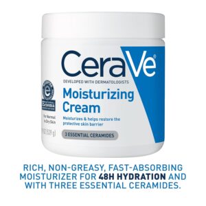 CeraVe Moisturizing Cream, Body and Face Moisturizer for Dry Skin, Body Cream with Hyaluronic Acid and Ceramides, Daily Moisturizer, Oil-Free, Fragrance Free, Non-Comedogenic, 19 Ounce - Image 13