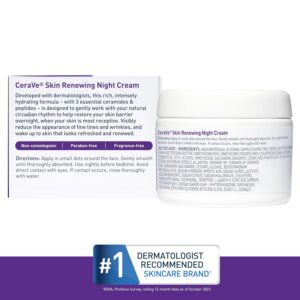 CeraVe Skin Renewing Night Cream, Niacinamide, Peptide Complex, and Hyaluronic Acid Moisturizer for Face, 1.7 Ounce, Packaging may Vary - Image 4