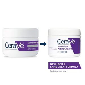 CeraVe Skin Renewing Night Cream, Niacinamide, Peptide Complex, and Hyaluronic Acid Moisturizer for Face, 1.7 Ounce, Packaging may Vary - Image 8