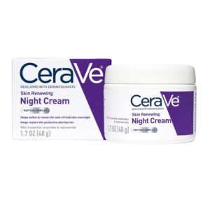 CeraVe Skin Renewing Night Cream, Niacinamide, Peptide Complex, and Hyaluronic Acid Moisturizer for Face, 1.7 Ounce, Packaging may Vary - Image 9