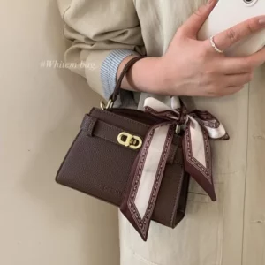 JIAERDI Solid Color Handbag Women Bag Retro Ribbon Metal Lock Shoulder Bag Ladies Faux Lychee Grain Leather Crossbody Bags 2025 - Image 2