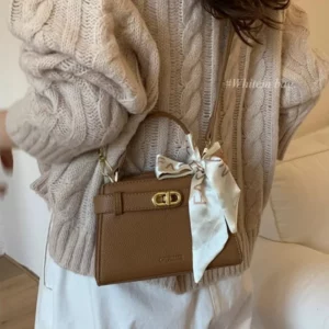 JIAERDI Solid Color Handbag Women Bag Retro Ribbon Metal Lock Shoulder Bag Ladies Faux Lychee Grain Leather Crossbody Bags 2025 - Image 3