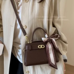 JIAERDI Solid Color Handbag Women Bag Retro Ribbon Metal Lock Shoulder Bag Ladies Faux Lychee Grain Leather Crossbody Bags 2025 - Image 4