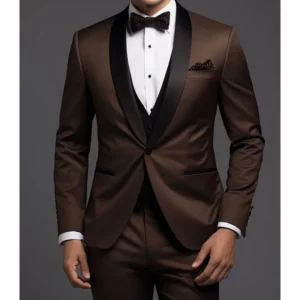 Formal Brown Men's Suits Black Shawl Lapel Special Party Outfits Costume Homme Elegant Male CLothing 3 Piece Jacket Pants Vest - Image 3