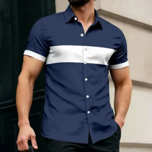 2026 Men's Geometric Color Block Shirt Button Up Shirt Casual Short Sleeve Fashion Casual Daily Vacation Summer - Image 4