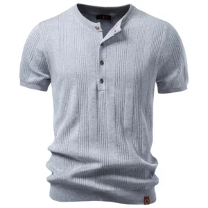 AIOPESON New Henley Neck T-Shirt Men's Soft Breathable Short Sleeve Casual Daily Wear Lightweight Summer Top for Men - Image 5