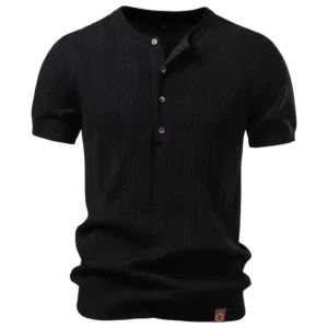 AIOPESON New Henley Neck T-Shirt Men's Soft Breathable Short Sleeve Casual Daily Wear Lightweight Summer Top for Men - Image 6