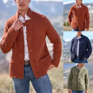 Stand-Up Collar Suit Jackets Casual Retro Button Up Jacket Costumes Blazers For Male Fashion Suits Blazer Men's Clothing - Image 2