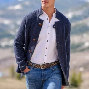 Stand-Up Collar Suit Jackets Casual Retro Button Up Jacket Costumes Blazers For Male Fashion Suits Blazer Men's Clothing - Image 4