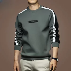 Round Neck Letter Printing Contrast Color Pullover Lantern Long Sleeve Men's Clothing Loose Casual Hoodies Boyfriend Tops - Image 4