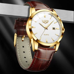 LIGE Fashion Brown Leather Watch Men Military Sports Men's Quartz Wristwatches Casual Waterproof Chronograph Relogios Masculino - Image 4