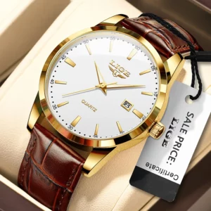 LIGE Fashion Brown Leather Watch Men Military Sports Men's Quartz Wristwatches Casual Waterproof Chronograph Relogios Masculino - Image 6