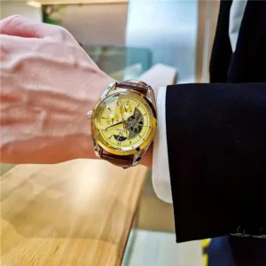 【Cool Men's Automatic Mechanical Watch】Men's Automatic Mechanical Watch, Men's Watch with a Semi-Spherical Design, Hollow, High Aesthetic Value, Cool and Best-Selling Men's Watch, Moon Phase Pointer, the Best Gift for Him, No Battery Needed - Image 5