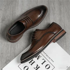 High Quality New Gentleman Lace Up Pu Leather Derby Shoes For Men Fashion Designer Formal Wedding Dress Homecoming Footwear - Image 3