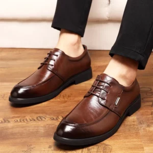 Brown Casual Business Shoes Size 50 Men's Genuine Leather Oxford Dress Shoes Formal Office Lace-Up Black For Gentleman Plus Big - Image 3