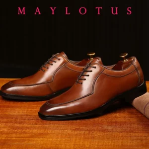 Size 38-48 Men Dress Shoes Top Layer Cowhide Leather Elegant Business Formal U-Tip Shoes Mens Dress Shoes for Men Wedding - Image 6