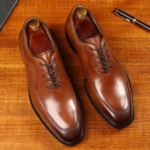 Size 38-48 Men Dress Shoes Top Layer Cowhide Leather Elegant Business Formal U-Tip Shoes Mens Dress Shoes for Men Wedding - Image 4