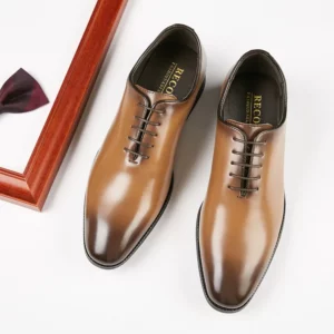 2025 Newest Men Dress Shoes Vintage Designer Business Office Lace-Up Dress Shoes Men Genuine Leather Oxford Shoes For Men - Image 2