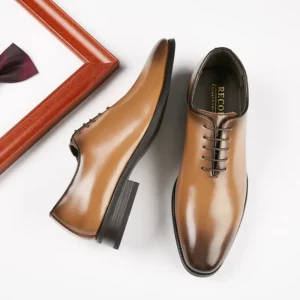2025 Newest Men Dress Shoes Vintage Designer Business Office Lace-Up Dress Shoes Men Genuine Leather Oxford Shoes For Men - Image 3