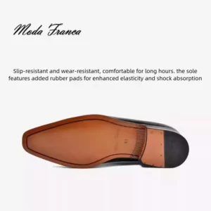 [Moda Franca] Men's British Oxford Shoes, Genuine Leather Brogue Design, Handmade Whole-Cut Formal Dress Shoes, Sizes 40 to 45 - Image 5