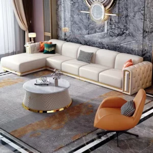 # Hot Luxury Design Sectional 1 2 3 Seater Leather Tufted Sofa Set Modern U Shape Living Room Furniture - Image 4