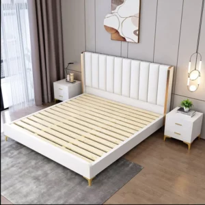 Nordic California king Bed Storage Ottoman New Design Top Fabric Solid Wood Double king Size Bed Fabric Raised Single Bed - Image 3