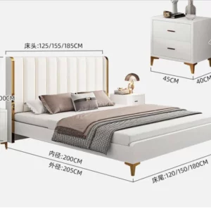 Nordic California king Bed Storage Ottoman New Design Top Fabric Solid Wood Double king Size Bed Fabric Raised Single Bed - Image 6