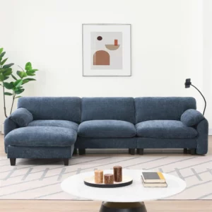 Sectional Sofa Couch with Ottoman Wholesale L-Shape with Extra-Wide Seat Cushion USB Type-C Charger Phone Holder Modular - Image 2