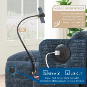 Sectional Sofa Couch with Ottoman Wholesale L-Shape with Extra-Wide Seat Cushion USB Type-C Charger Phone Holder Modular - Image 3