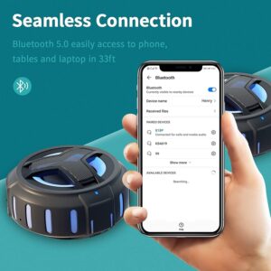 EBODA Bluetooth Shower Speaker, Portable Bluetooth Speakers, IP67 Waterproof Wireless Speaker with LED Light, Floating, 2000mAh, True Wireless Stereo for Kayak, Beach, Gifts for unisex -Black - Image 3