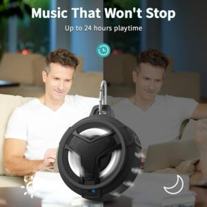 EBODA Bluetooth Shower Speaker, Portable Bluetooth Speakers, IP67 Waterproof Wireless Speaker with LED Light, Floating, 2000mAh, True Wireless Stereo for Kayak, Beach, Gifts for unisex -Black - Image 4