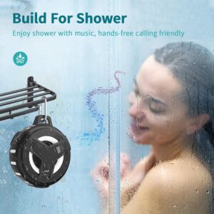 EBODA Bluetooth Shower Speaker, Portable Bluetooth Speakers, IP67 Waterproof Wireless Speaker with LED Light, Floating, 2000mAh, True Wireless Stereo for Kayak, Beach, Gifts for unisex -Black - Image 6
