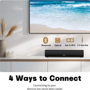 Sound Bar for Smart TV, 16'/60W Soundbar with Impactful Bass, Dynamic Light and Remote Control, Wall Mountable TV Speakers with Bluetooth/Optical/3.5MM AUX for Gaming/PC/Projector - Image 4