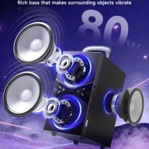 Party Bluetooth Speaker:80W Peak Large Stero Sound for Outdoor,Deep Bass,TWS,Loud with Lights,Portabe Wireless Big Speakers with Long Playtime,House,Projector,Movie - Image 7