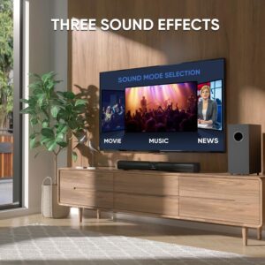 Saiyin Sound Bar for Smart TV with 5.25 Inch Subwoofer, 100W 24 Inch Soundbar for TV, TV Soundbar with Optical, ARC, AUX and Bluetooth 5.3 Inputs, Detachable Surround Sound System for TV - Image 4