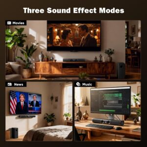 Sound Bar for Smart TV,3.1ch Soundbar with Wired Subwoofer,100W Deep Bass, TV-ARC/Optical/AUX/Bluetooth 5.3 Connect, Surround Sound System for TV PC/Gaming/Projectors - Image 3