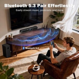Sound Bar for Smart TV,3.1ch Soundbar with Wired Subwoofer,100W Deep Bass, TV-ARC/Optical/AUX/Bluetooth 5.3 Connect, Surround Sound System for TV PC/Gaming/Projectors - Image 4
