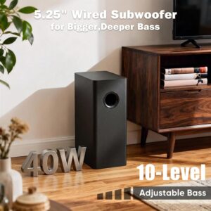 Sound Bar for Smart TV,3.1ch Soundbar with Wired Subwoofer,100W Deep Bass, TV-ARC/Optical/AUX/Bluetooth 5.3 Connect, Surround Sound System for TV PC/Gaming/Projectors - Image 6