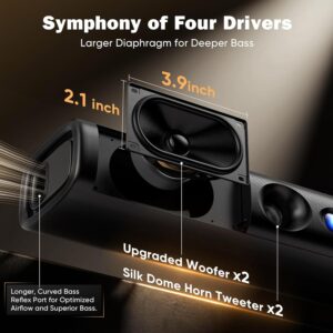 Sound Bar for Smart TV,3.1ch Soundbar with Wired Subwoofer,100W Deep Bass, TV-ARC/Optical/AUX/Bluetooth 5.3 Connect, Surround Sound System for TV PC/Gaming/Projectors - Image 7
