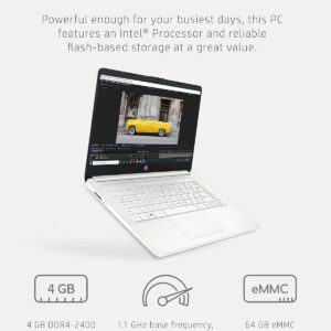 HP 14 Laptop, Intel Celeron N4020, 4 GB RAM, 64 GB Storage, 14-inch Micro-edge HD Display, Windows 11 Home, Thin & Portable, 4K Graphics, One Year of Microsoft 365 (14-dq0040nr, Snowflake White) - Image 7