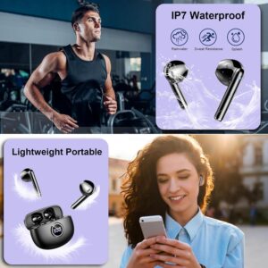 Wireless Earbuds, 2025 Bluetooth 5.3 Headphones HiFi Stereo Ear buds with ENC Noise Cancelling Mics, 40H Bluetooth Earbuds with Dual LED Display, IP7 Waterproof in Ear Earphones for Android iOS, Black - Image 3