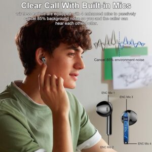Wireless Earbuds, 2025 Bluetooth 5.3 Headphones HiFi Stereo Ear buds with ENC Noise Cancelling Mics, 40H Bluetooth Earbuds with Dual LED Display, IP7 Waterproof in Ear Earphones for Android iOS, Black - Image 4
