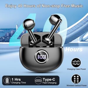 Wireless Earbuds, 2025 Bluetooth 5.3 Headphones HiFi Stereo Ear buds with ENC Noise Cancelling Mics, 40H Bluetooth Earbuds with Dual LED Display, IP7 Waterproof in Ear Earphones for Android iOS, Black - Image 5