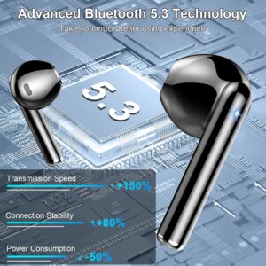 Wireless Earbuds, 2025 Bluetooth 5.3 Headphones HiFi Stereo Ear buds with ENC Noise Cancelling Mics, 40H Bluetooth Earbuds with Dual LED Display, IP7 Waterproof in Ear Earphones for Android iOS, Black - Image 6